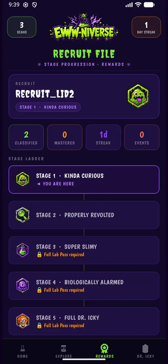 Recruit file with stage ladder